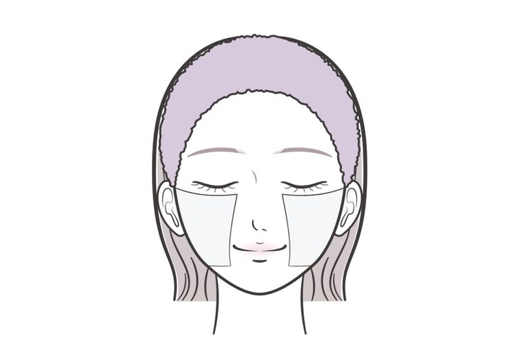 スキンパックを両頬に貼った使用イメージ