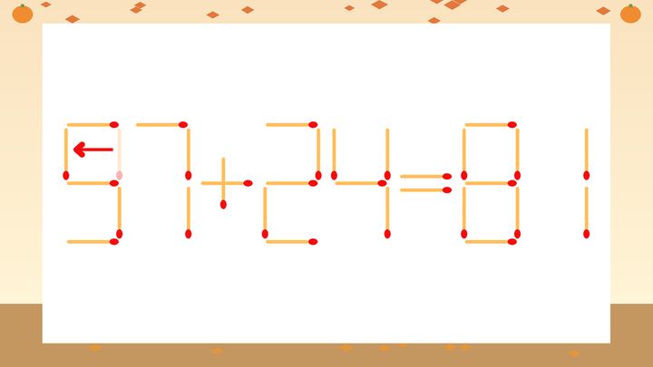 【マッチ棒クイズ】1本だけ動かして正しい式に：37+24=81？の解答画像