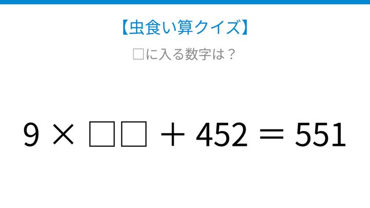 【虫食い算クイズ】足し算と掛け算の順序で解ける計算パズルの問題画像