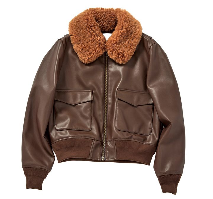 MOUSSY（マウジー）のボア襟取り外し可能なブラウンレザージャケット