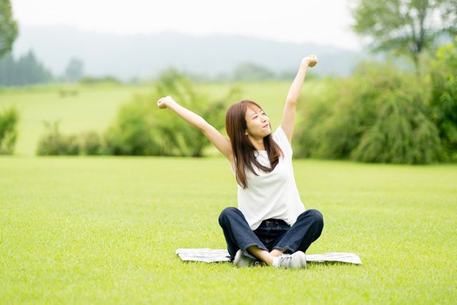 休憩中の女性