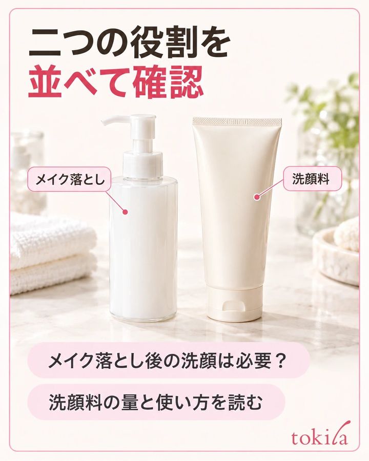 メイク落としと洗顔料の役割を読み、必要な工程と量をそろえます。