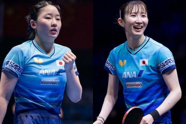 張本美和、早田ひな（C）WTT