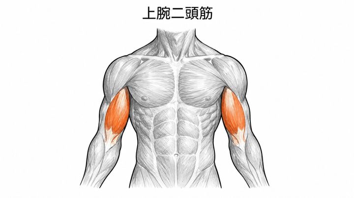 上腕二頭筋の解剖学イラスト