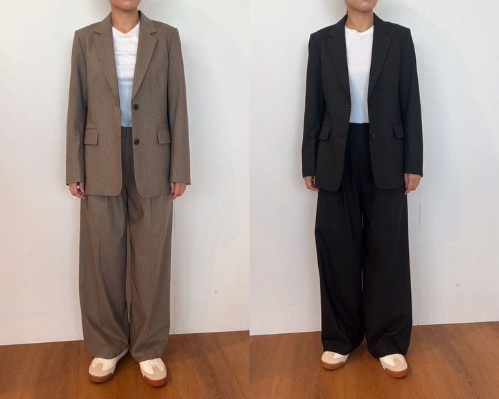 【セットアップを比較】ブラウン＆ブラックは同素材のパンツあり。グレーはどう着る？