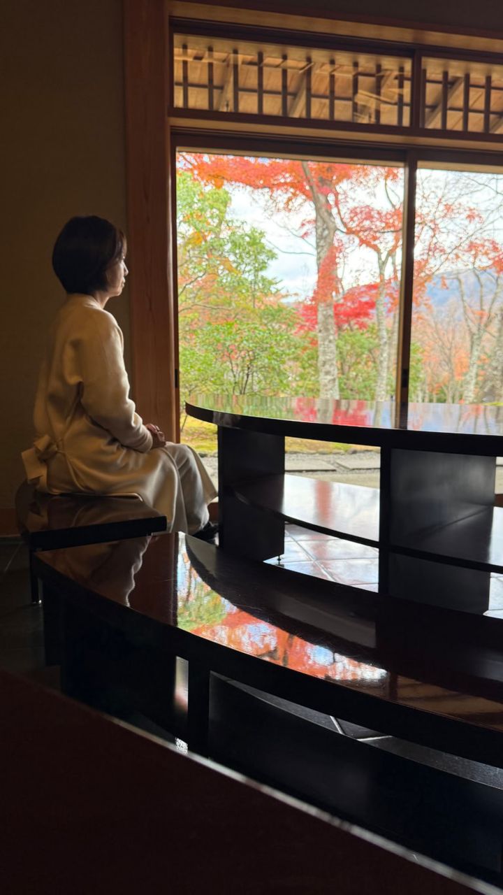 店内で庭園鑑賞