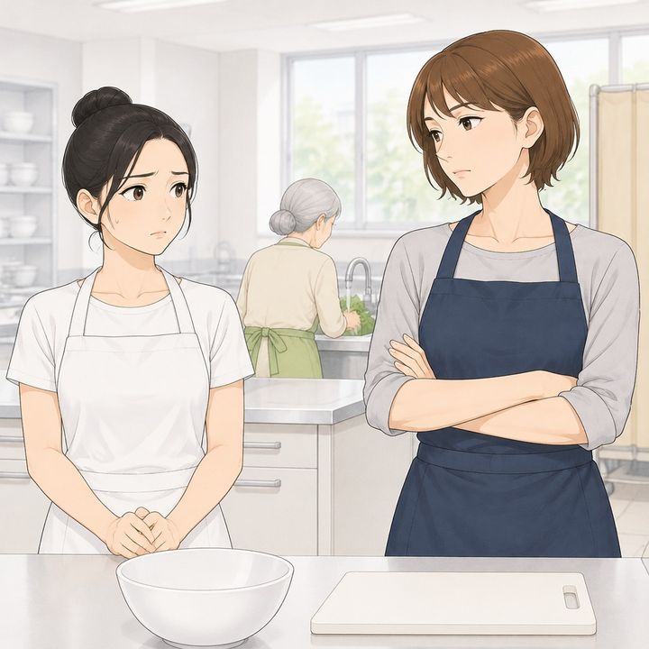 【漫画】「鍋は借りてない。備品を使っただけ」と言い切る料理教室の古株の先輩。調理台の前で返した一言に沈黙