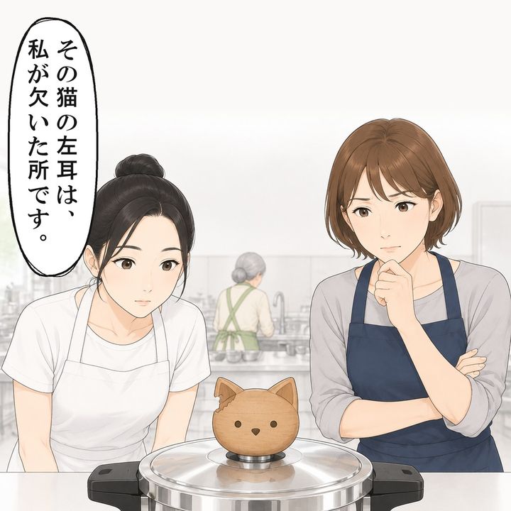 台の上の鍋に、見覚えのある猫が座っていました