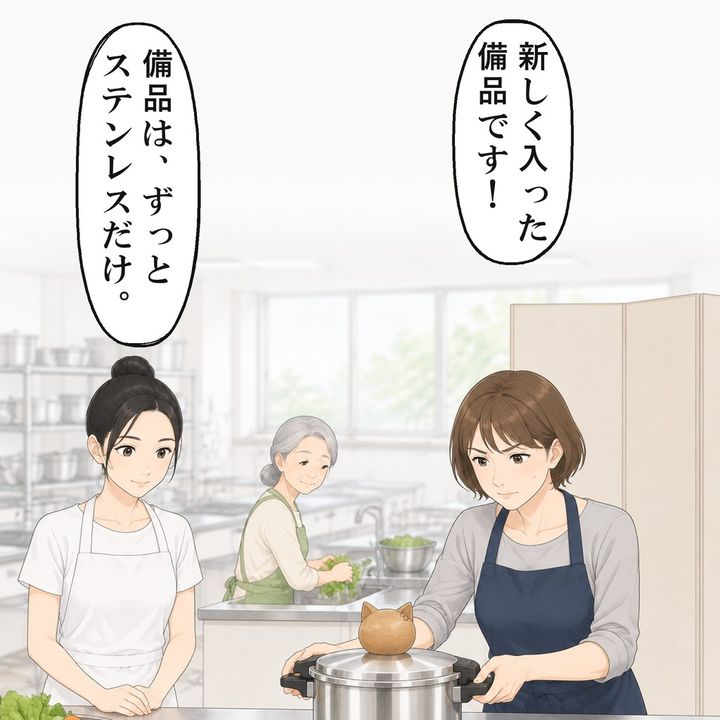 先輩は自分で鍋を持ち上げ、私の台の端に置き直しました