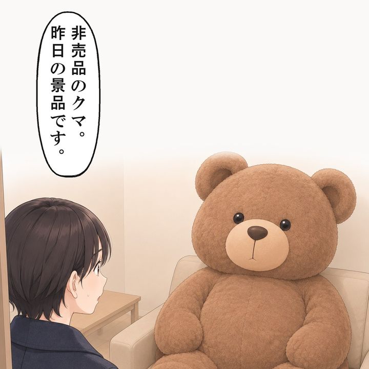 私はソファの上のクマを見て、そう告げました