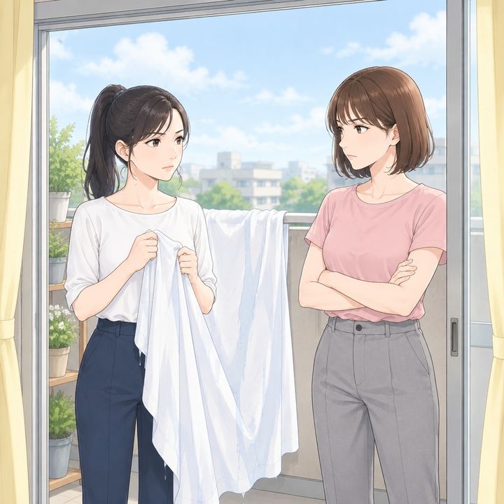 【漫画】「何も干してない。植木鉢でしょ」と濡れたシーツを私のせいにするママ友。ベランダで顔が真っ赤に