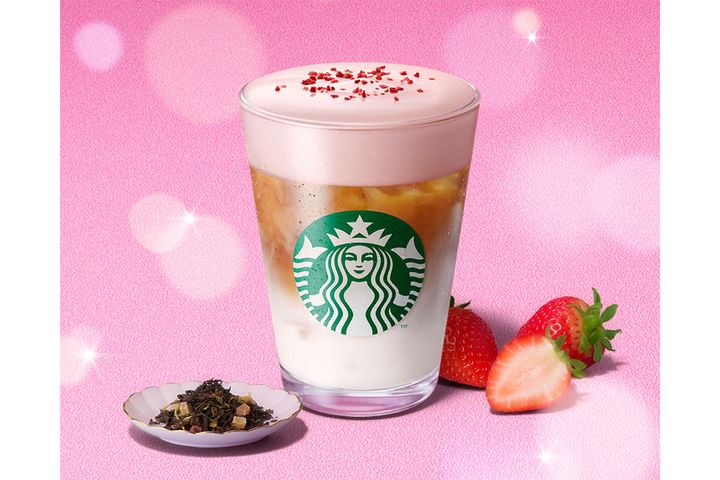 ジョイフルメドレー ストロベリー クリーミー ティー ラテ／Tall ¥638（お持ち帰りの場合） ／Tall ¥650（店内利用の場合）