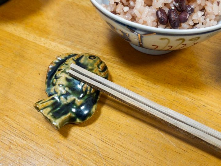 竹の祝箸と鯛の箸置き