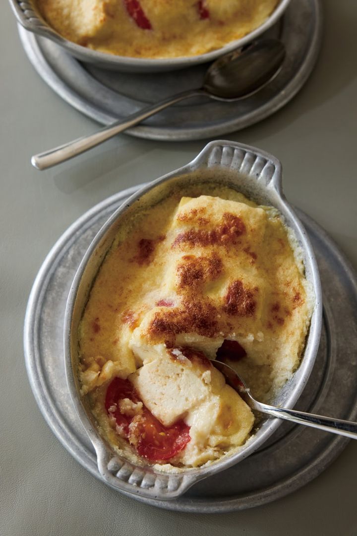 たらこ長いもソースの豆腐トマトグラタン