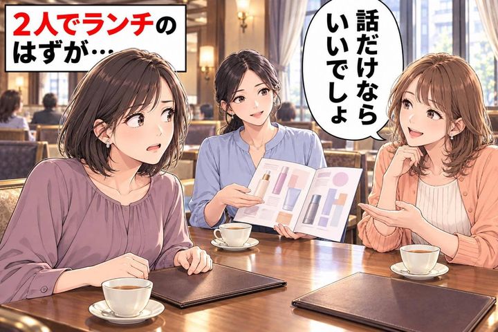 「話だけなら、いいでしょ」２人でランチのはずが化粧品の勧誘に…。ママ友が無断で“知らない女性”を呼んでいた