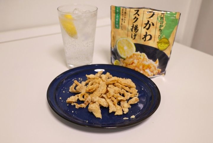 とりかわサクサク揚げとレモンサワーで家飲み