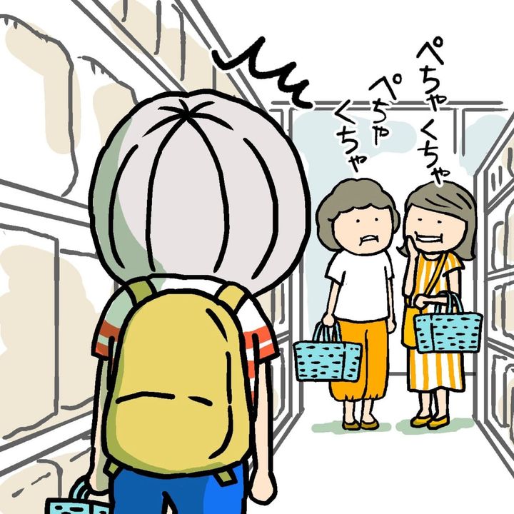 スーパーでのマナーとその日の晩ご飯について描いた漫画のカット（megumiさん提供）