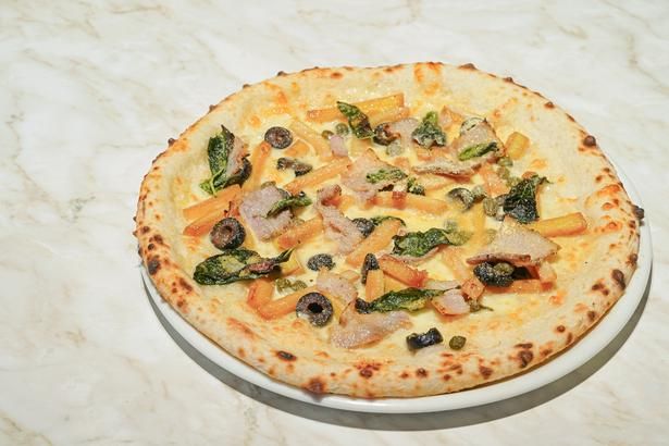 ⽵菜とパンチェッタのピッツァ 柚⼦⾵味(1650円)
