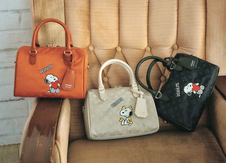 「PEANUTS×russet」ボストンバッグ［H17×W22.5×D12cm］各4万1800円（ラシット／ラシット 京王百貨店新宿店）