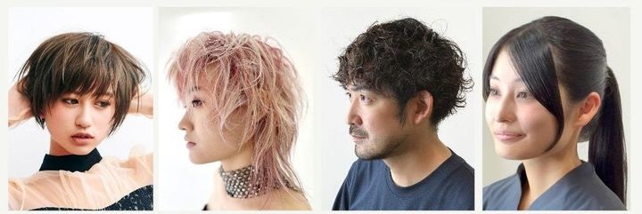 カールやおくれ毛など4人のヘアスタイリング例