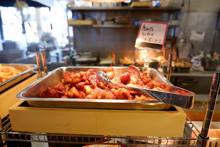 唐揚げとちくわのマーボーソース（日替わり）