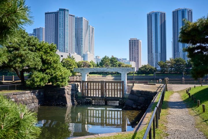 東京湾と池をつなぎ、水量を調節する「横堀水門」