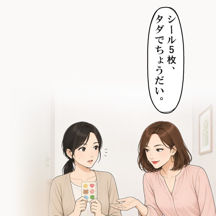 ママ友は約束もなく訪ねてきて、シールをタダでほしがりました