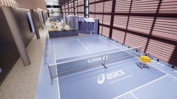 東京・丸の内の「東京ビルTOKIA」に、アシックスの都市型ピックルボールコート「ASICS PICKLEBALL CONNECT」が期間限定でオープン