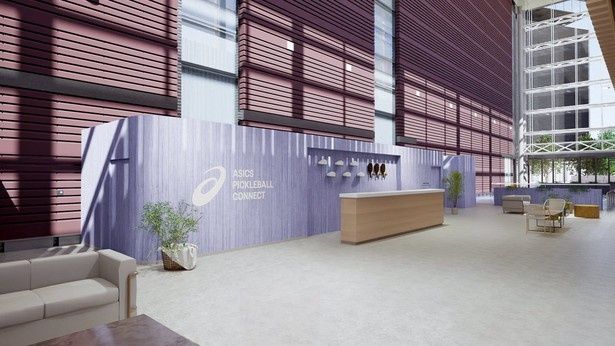 都会的でさわやかな世界観を表現した「ASICS PICKLEBALL CONNECT」の空間