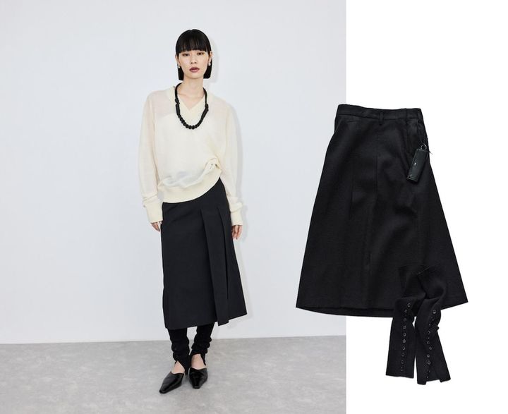 画像: レッグウォーマーコンビミディースカート（ブラック）¥26,950（アダム エ ロペ） 出典：アダム エ ロペ