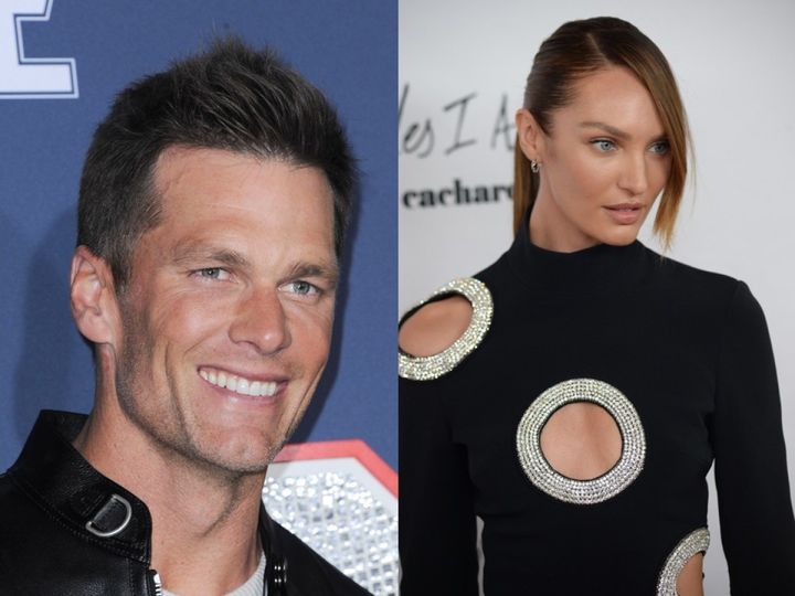 （左から）トム・ブレイディ、キャンディス・スワンポール （C）AFLO width=