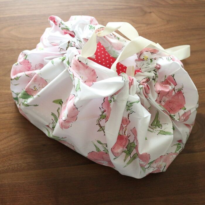 【100均】風呂敷で超カンタン♡一瞬でパッとたためるエコバッグを作ってみた
