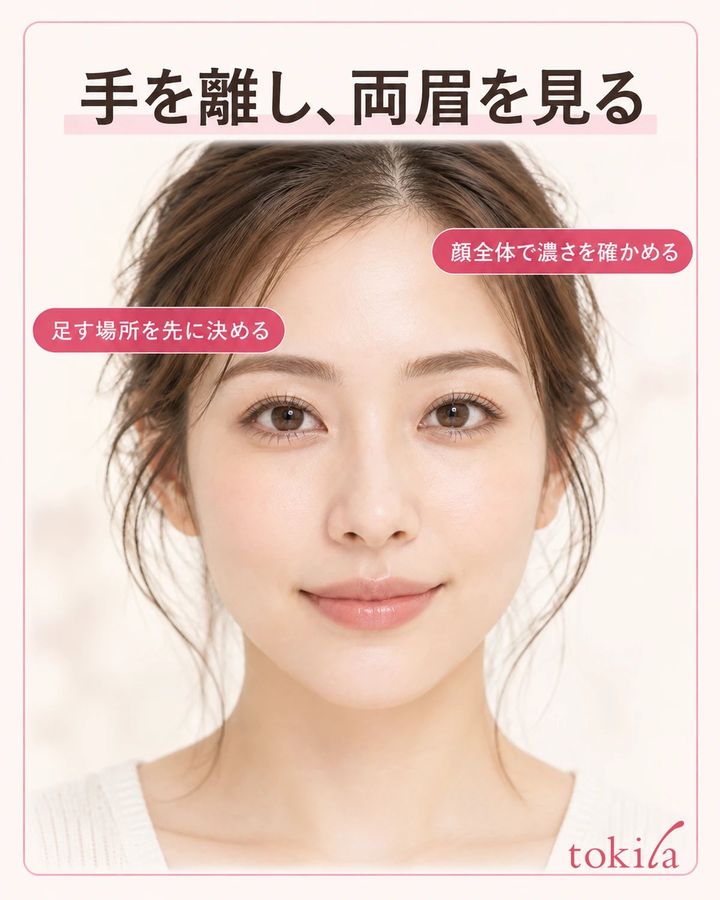 手を離し、両眉を見る。顔全体で濃さを確かめる。