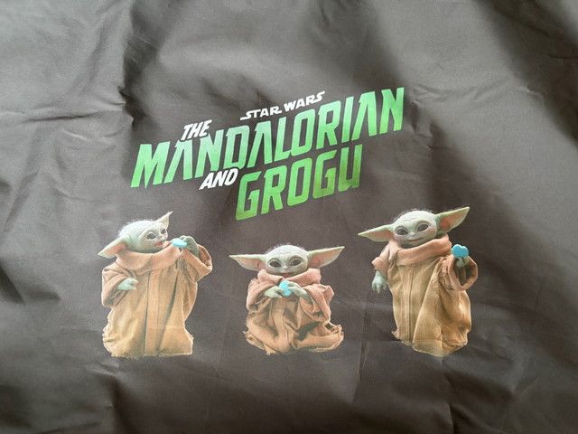 MANDALORIAN AND GROGUのロゴとグローグーのプリント